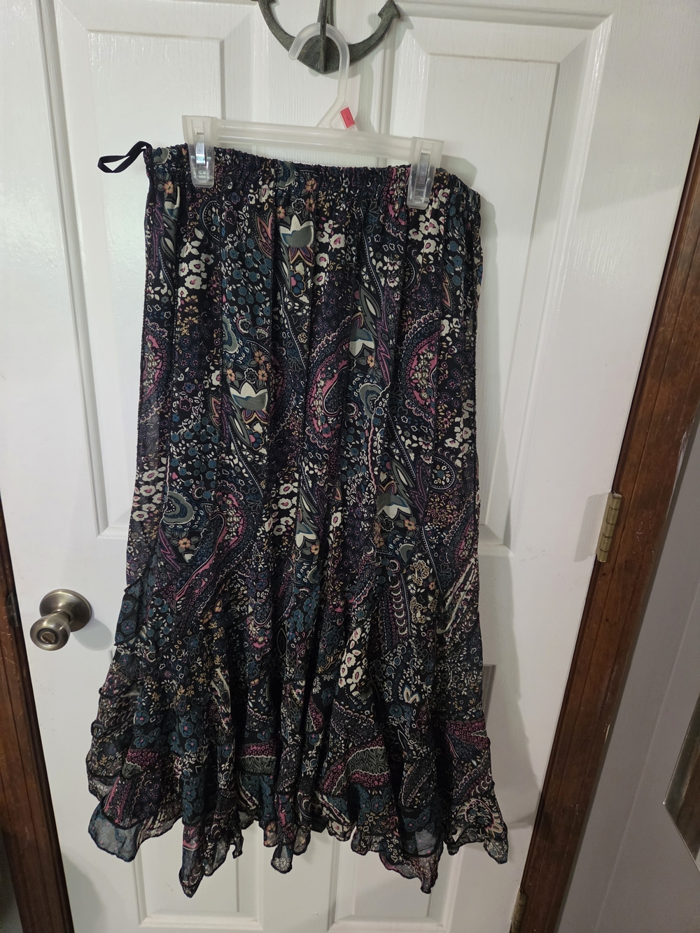 Boho Paisley Tiered Maxi Skirt - Black Multicolor